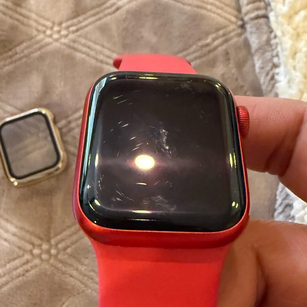 Apple Smartwatch Red Aliminun Case Red with Red Sport Band 44mm free case